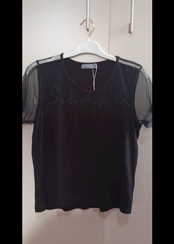 Siyah Mini Kısa Kollu Kadın Bluz - Görsel 4