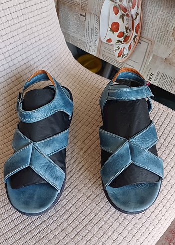 37,5 Beden mavi Renk Kadın Mavi Denim Dolgu Topuklu Sandalet