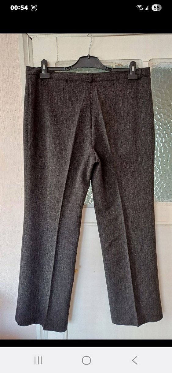 Kadın Gri Pilili Yün simli  Kumaş Pantolon - Görsel 3