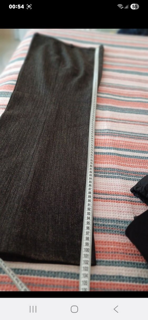 Kadın Gri Pilili Yün simli  Kumaş Pantolon - Görsel 4