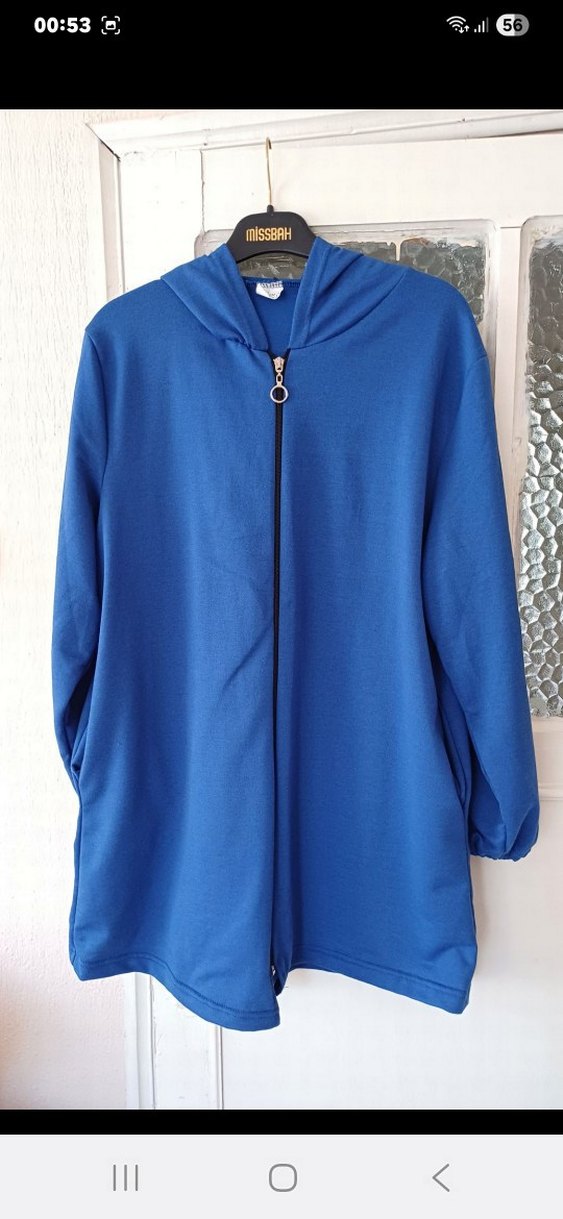 Saks Mavi Kapüşonlu Fermuarlı aşofman - Görsel 2