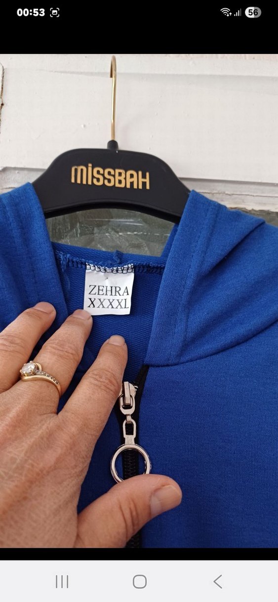 Saks Mavi Kapüşonlu Fermuarlı aşofman - Görsel 5