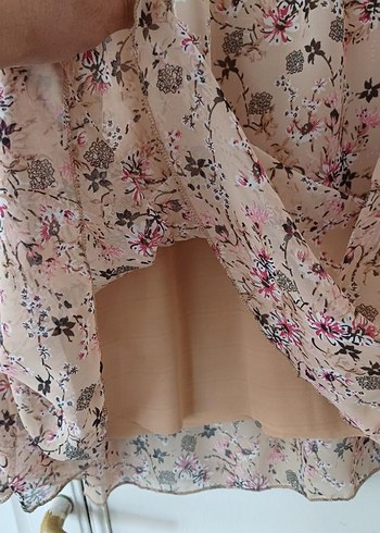 Bohem Bej Çiçekli Uzun Kollu Bluz - Görsel 8