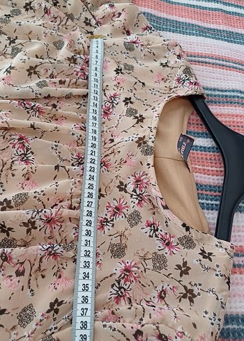 Bohem Bej Çiçekli Uzun Kollu Bluz - Görsel 7