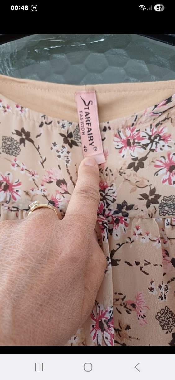 Bohem Bej Çiçekli Uzun Kollu Bluz - Görsel 5