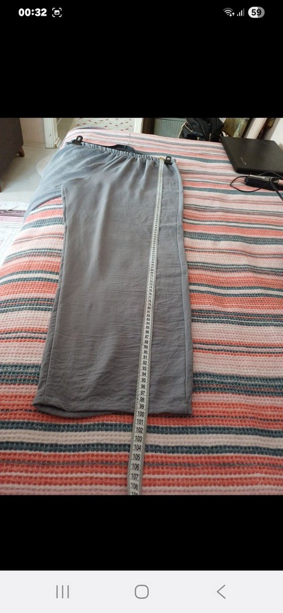 Bej renk Detaylı Gri Ayrobin kumaş  Tunik pantolonlu  takım - Görsel 4