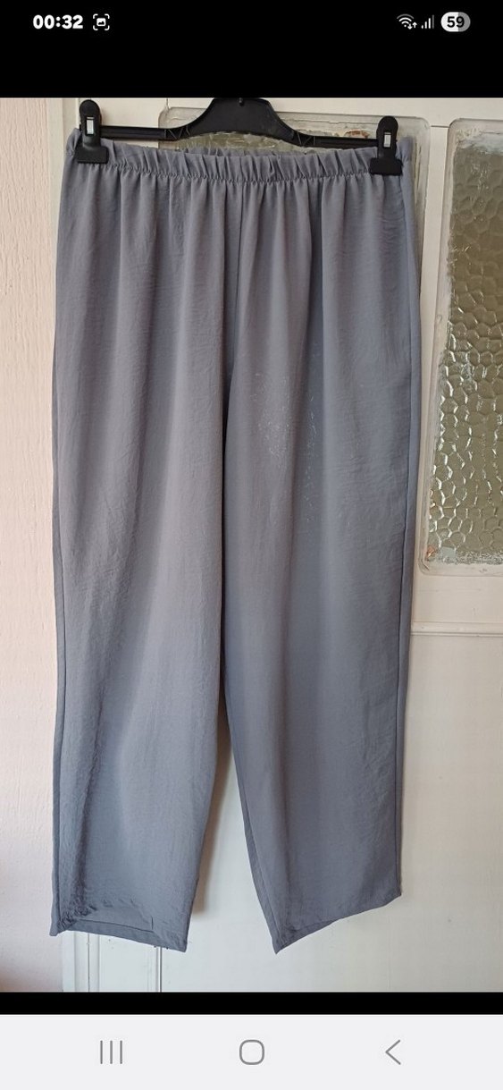 Bej renk Detaylı Gri Ayrobin kumaş  Tunik pantolonlu  takım - Görsel 2