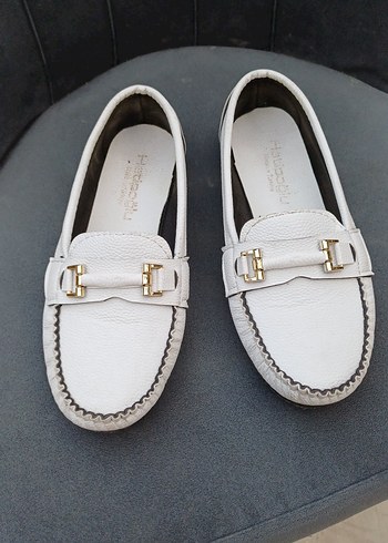 Beyaz Deri Tokalı Kadın Babet - Görsel 5