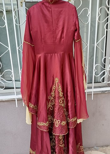 Bindallı Bordo Nakışlı Uzun Bohem Kadın Hint Elbisesi - Görsel 5