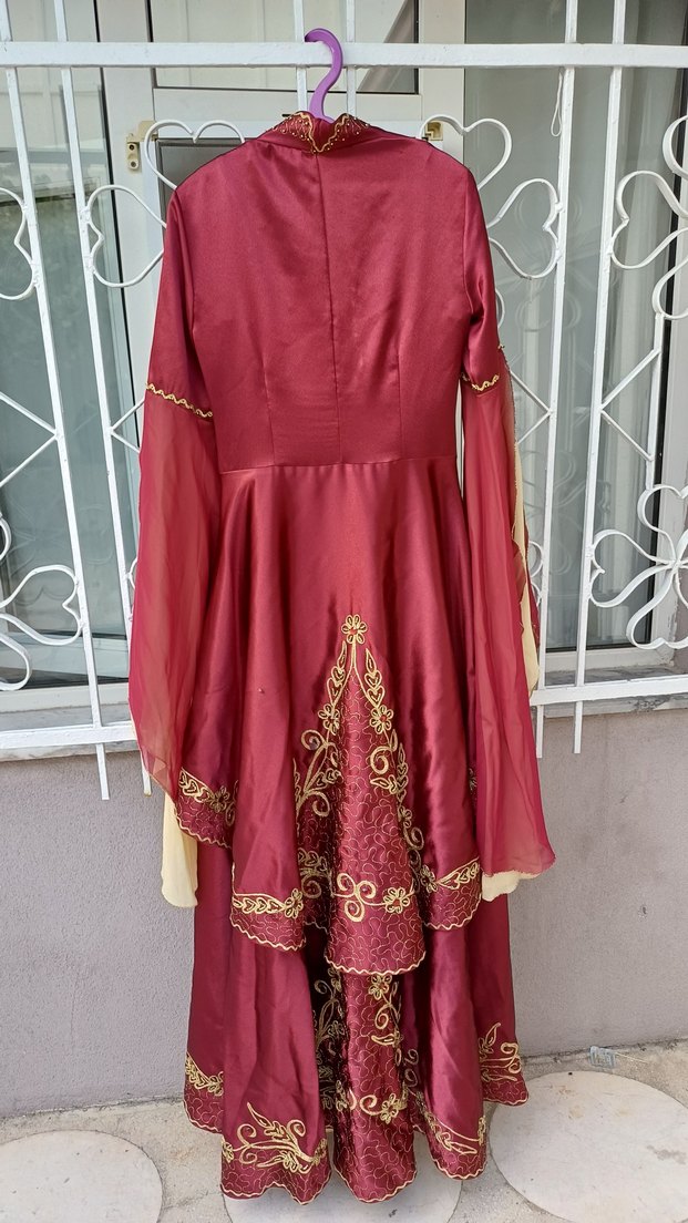 Bindallı Bordo Nakışlı Uzun Bohem Kadın Hint Elbisesi - Görsel 5