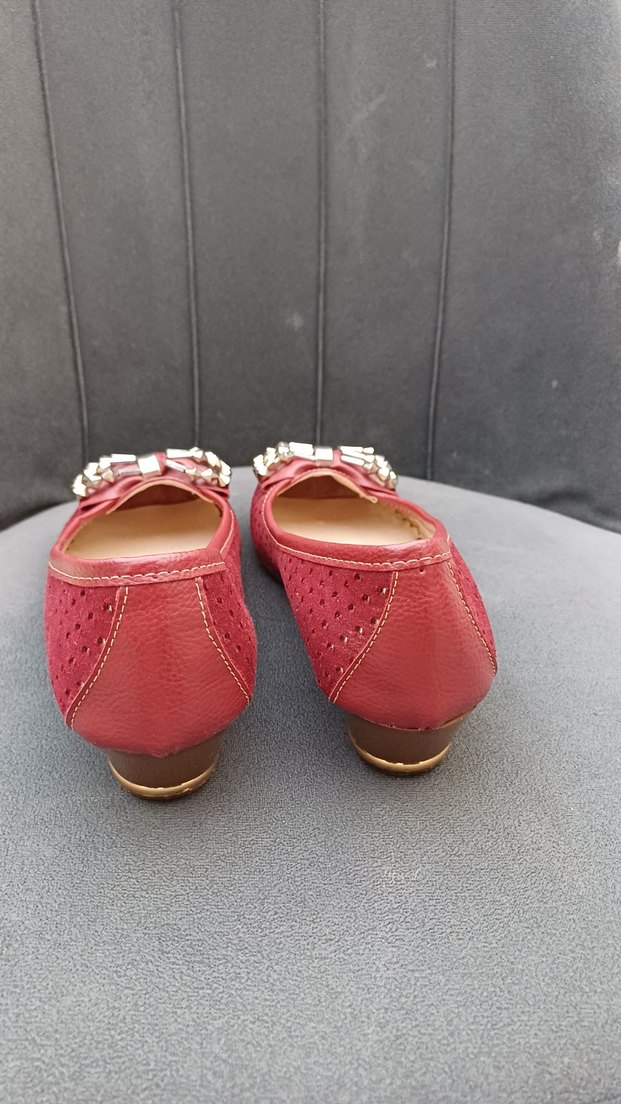 Bordo Tokalı Dolgu Topuklu Kadın Babet - Görsel 4