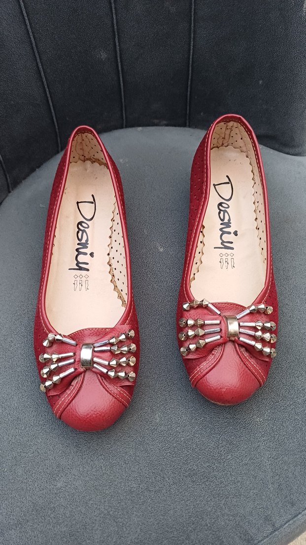 Bordo Tokalı Dolgu Topuklu Kadın Babet - Görsel 2