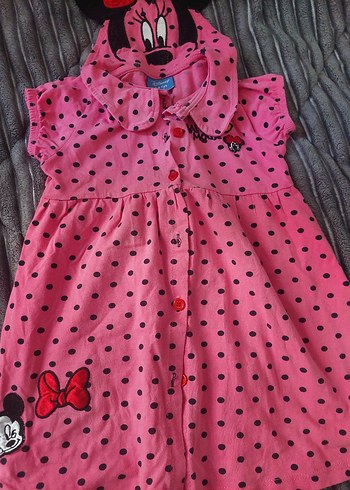 Puantiyeli Pembe Kız Çocuk Elbisesi