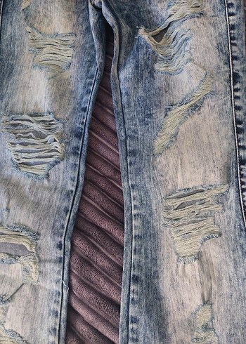 Diğer Yırtık Desenli Kadın Denim Pantolon
