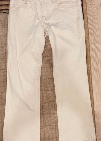 Massimo Dutti Ekru Duz Kesim Pantolon
