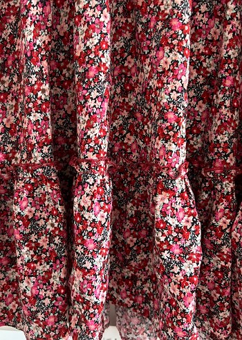 Bordo V Yaka Fırfırlı Bohem Midi Elbise - Görsel 4