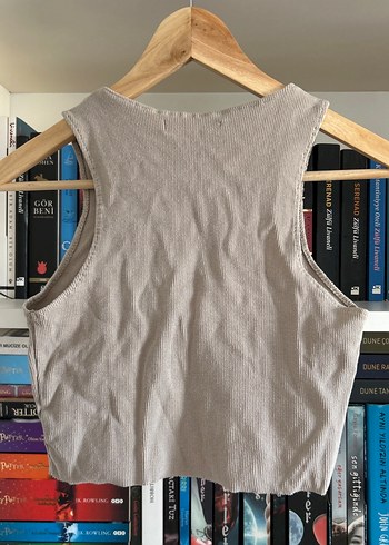 Pull and bear Bej Keten Yüksek Yakalı Kadın Atlet - Görsel 2