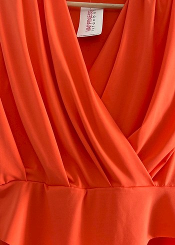 V Yaka Kırmızı Drapeli Kadın Bluz - Görsel 3
