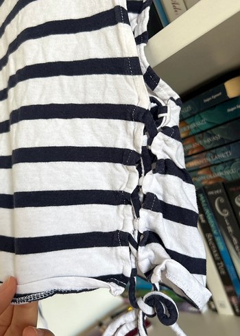 S beden Çizgili Pamuklu Tişört - Görsel 2
