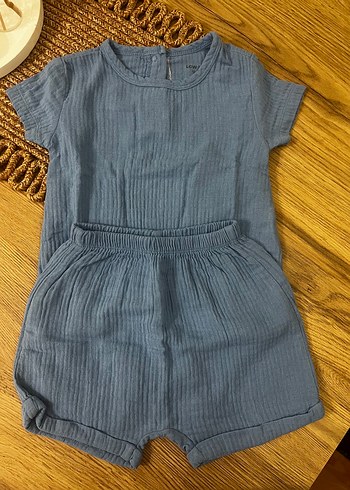 Mavi Bebek Erkek Keten 2'li Şortlu Takım - Görsel 2