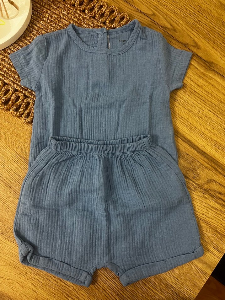 Mavi Bebek Erkek Keten 2'li Şortlu Takım - Görsel 2