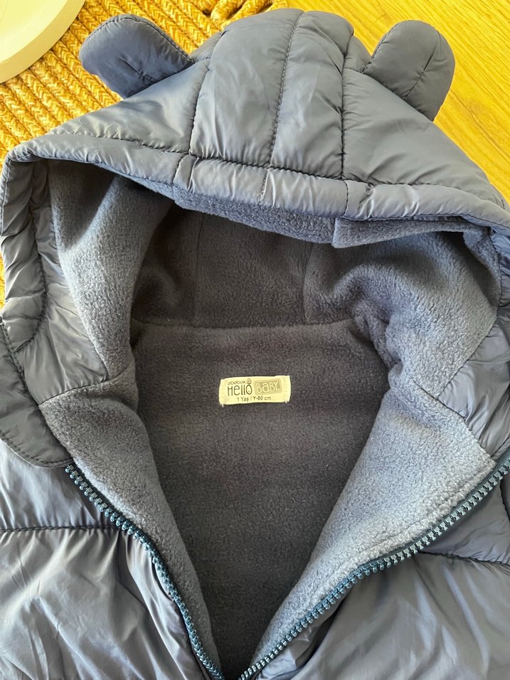 Koyu Mavi Erkek Çocuk Kürklü Kapüşonlu Mont - Görsel 4