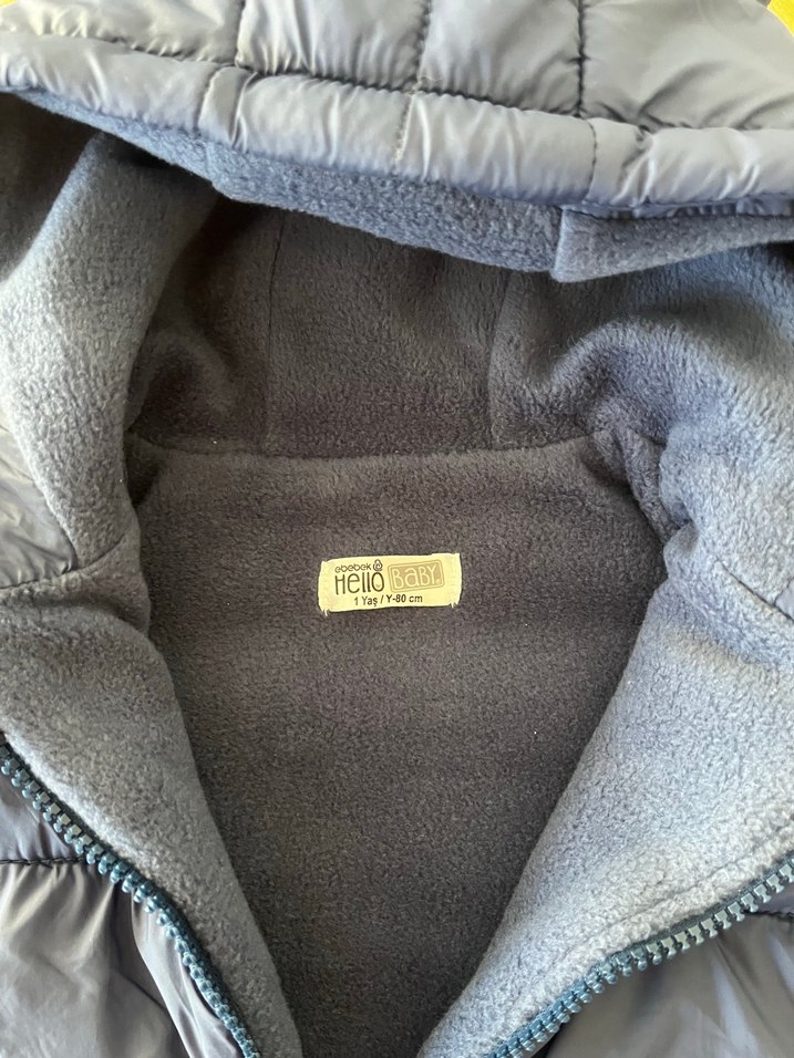 Koyu Mavi Erkek Çocuk Kürklü Kapüşonlu Mont - Görsel 3