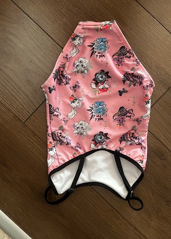 Kızlar için Pembe Baskılı Askılı Mayo - Görsel 3