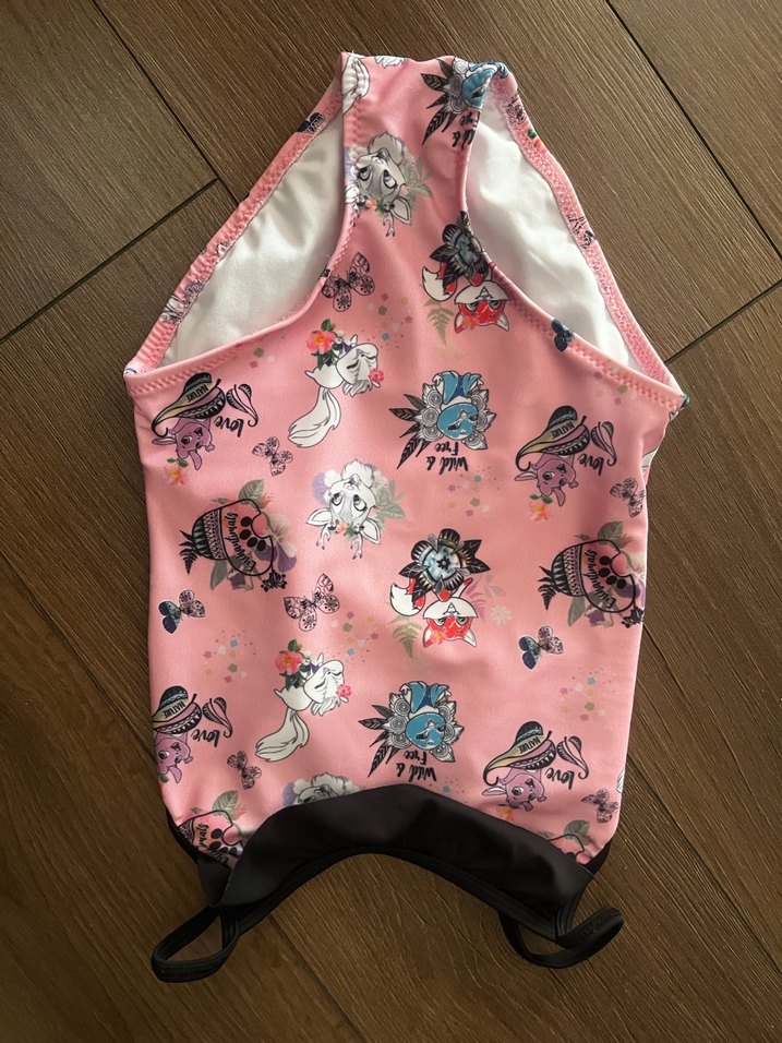 Kızlar için Pembe Baskılı Askılı Mayo - Görsel 2