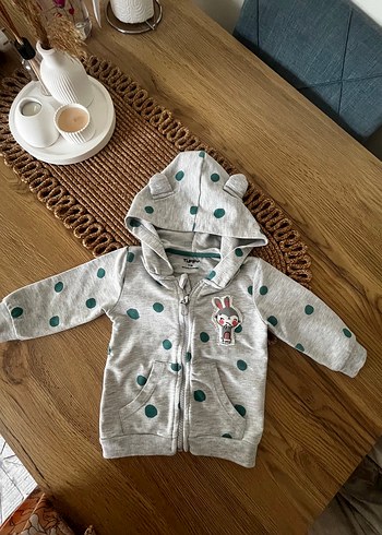 Kapüşonlu Gri Erkek Çocuk Fermuarlı Ceket