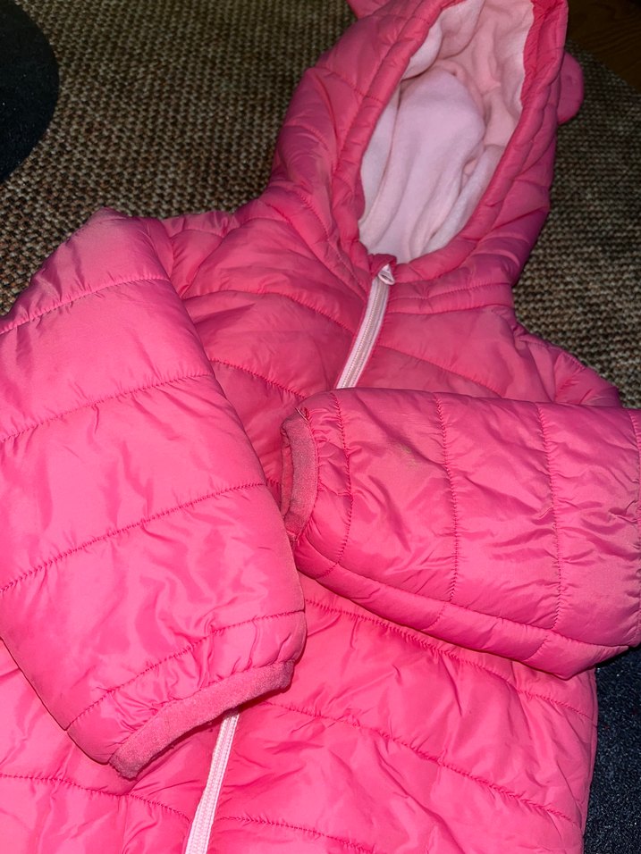 Kız Çocuk Pembe Kapüşonlu Kürklü Mont - Görsel 2