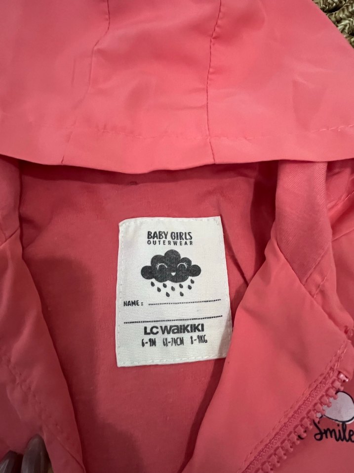 Kız Çocuk Kapüşonlu Fermuarlı Pembe Yağmurluk - Görsel 2