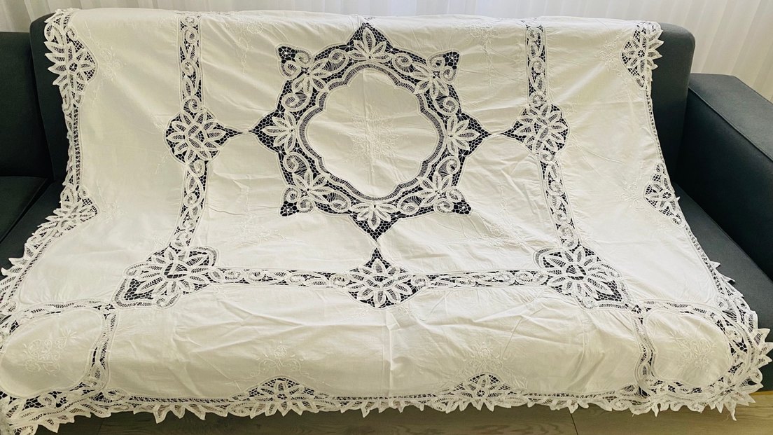 ANTİKA Dwlikişi İşlemeli Beyaz Masa Örtüsü - Görsel 5