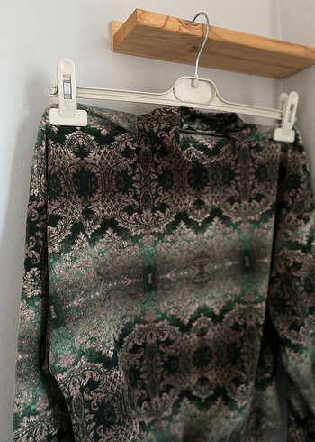 s Beden Bohem Gri Batik Desenli Örgü Kadın Kazak