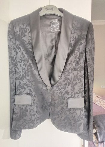 Crispino marka Düğmeli Siyah Jakar Desenli Ceket - Görsel 2