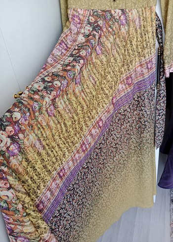 Bohem Çok Renkli Uzun Kollu Uzun Elbise - Görsel 4