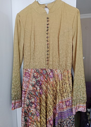 Bohem Çok Renkli Uzun Kollu Uzun Elbise - Görsel 2