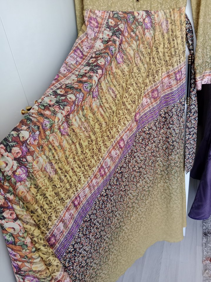 Bohem Çok Renkli Uzun Kollu Uzun Elbise - Görsel 4