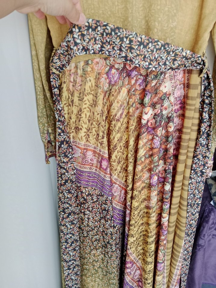 Bohem Çok Renkli Uzun Kollu Uzun Elbise - Görsel 5