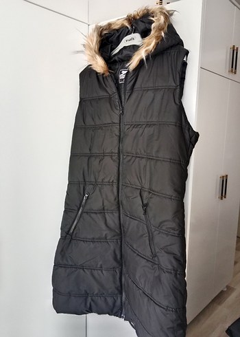 Slazenger Kürklü Siyah Kadın Kışlık Yelek - Görsel 2