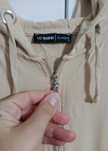 LC Waikiki Bej Kadın Uzun Keten Ceket - Görsel 3