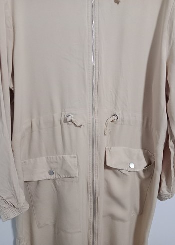 LC Waikiki Bej Kadın Uzun Keten Ceket - Görsel 2