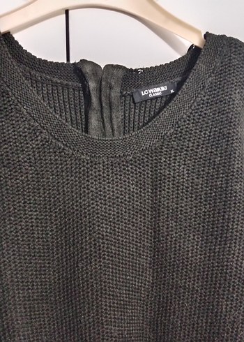 Koyu yeşil Örgü Kadın Yün Kazak - Görsel 4