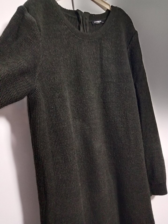 Koyu yeşil Örgü Kadın Yün Kazak - Görsel 3