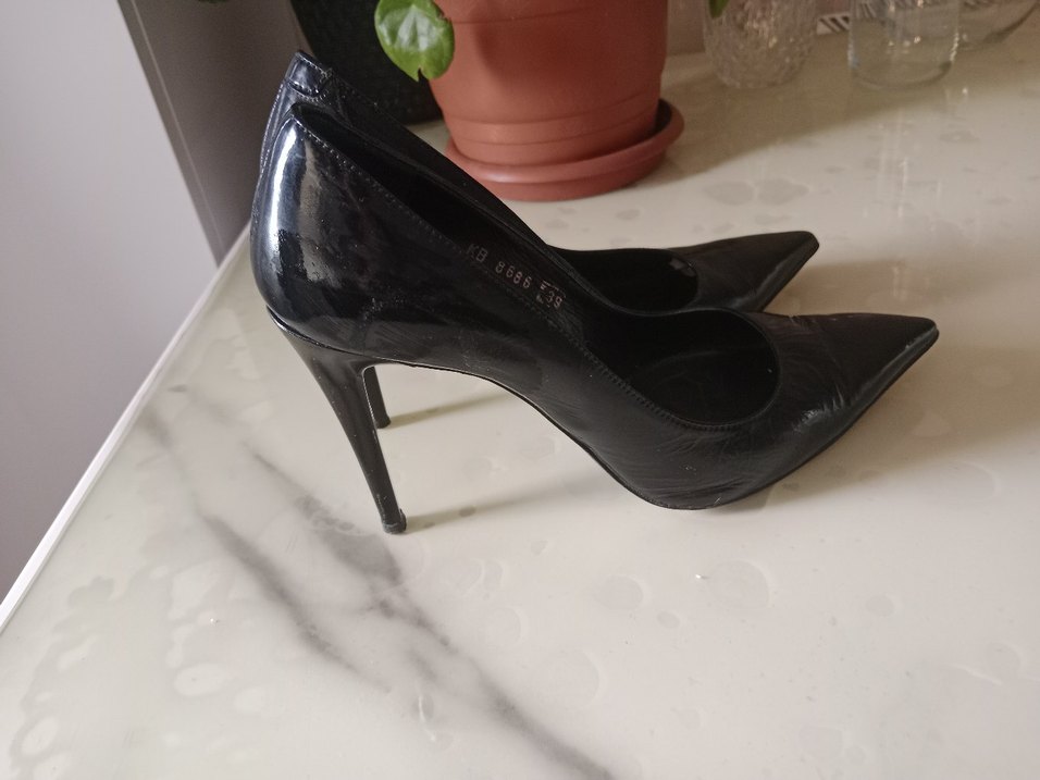 Kadın Siyah Rugan Stiletto Topuklu Ayakkabı - Görsel 4