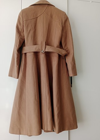 Setrems Kemerli Camel Rengi Tay Tüyü Uzun Kadın Kaban. - Görsel 5