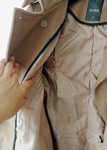 Setrems Kemerli Camel Rengi Tay Tüyü Uzun Kadın Kaban. - Görsel 4