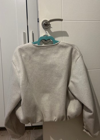 Zara Kırık beyaz crop Kadın Fermuarlı ceket - Görsel 4