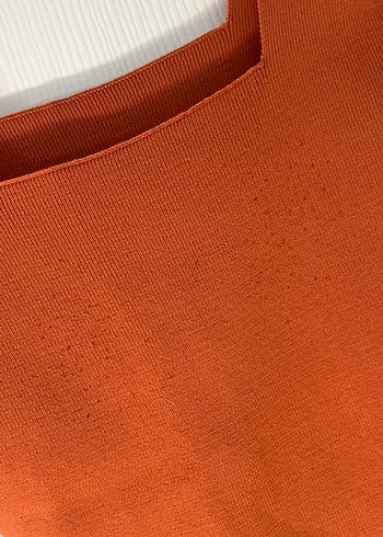 Kadın Turuncu Kare Yaka Askılı Crop Top - Görsel 3