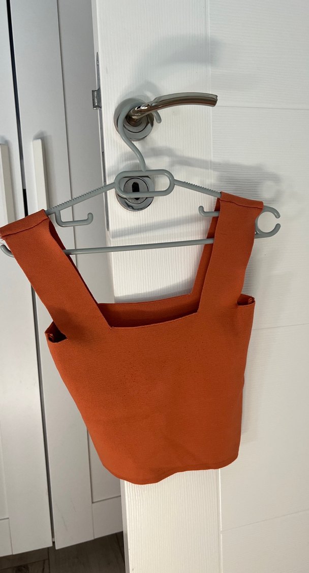 Kadın Turuncu Kare Yaka Askılı Crop Top - Görsel 4